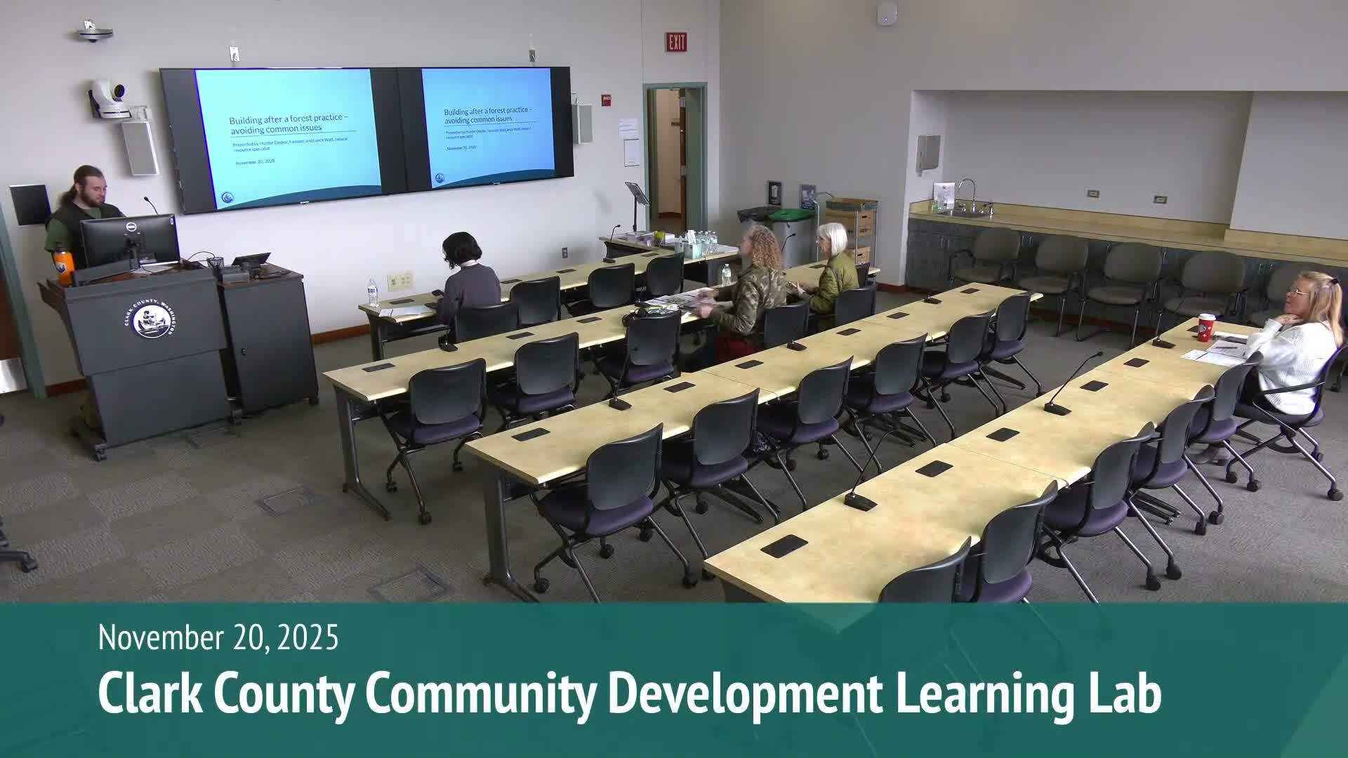 Clark County staff warn improper timber harvest permits can trigger development moratoria; urge early planning