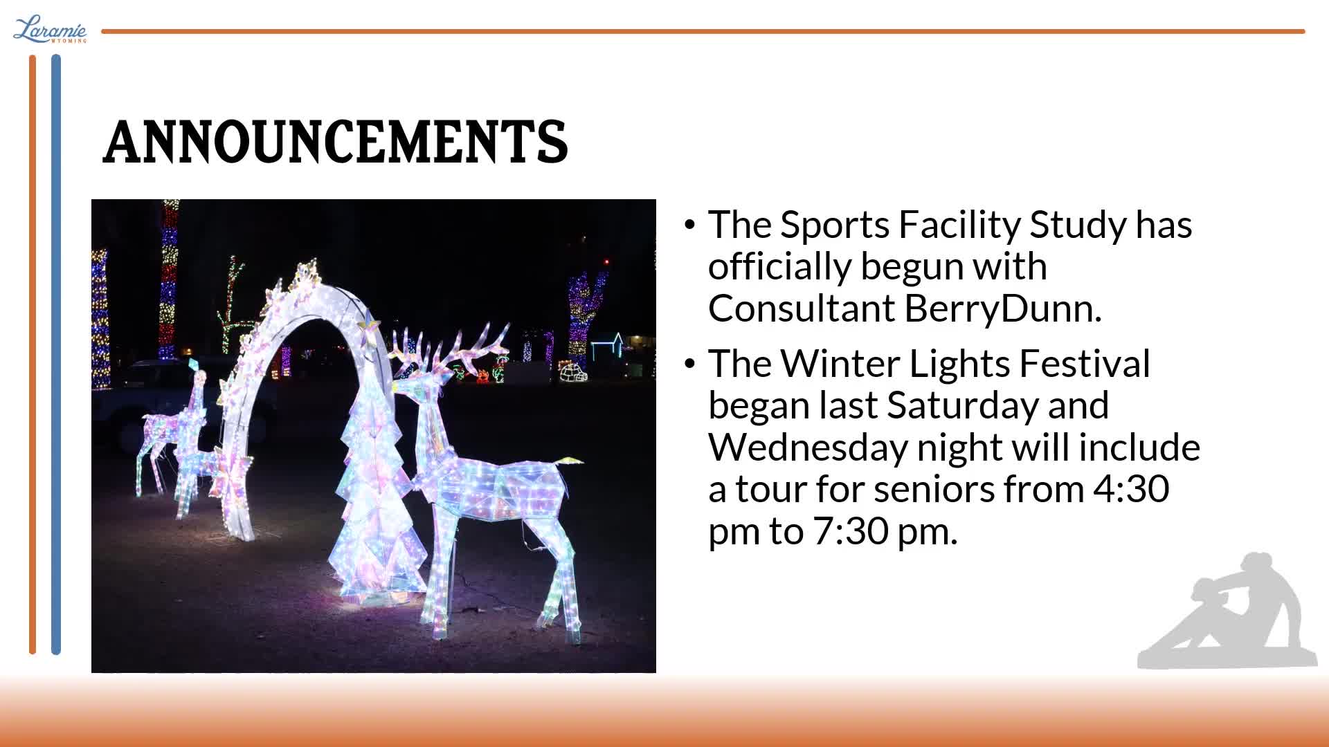 Laramie launches sports facility study; Winter Lights Festival and seniors' tour announced