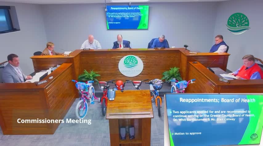Greene County commissioners elect Danny Heath chair, Jerry Jones vice chair; approve appointments and shift 2026 meeting time