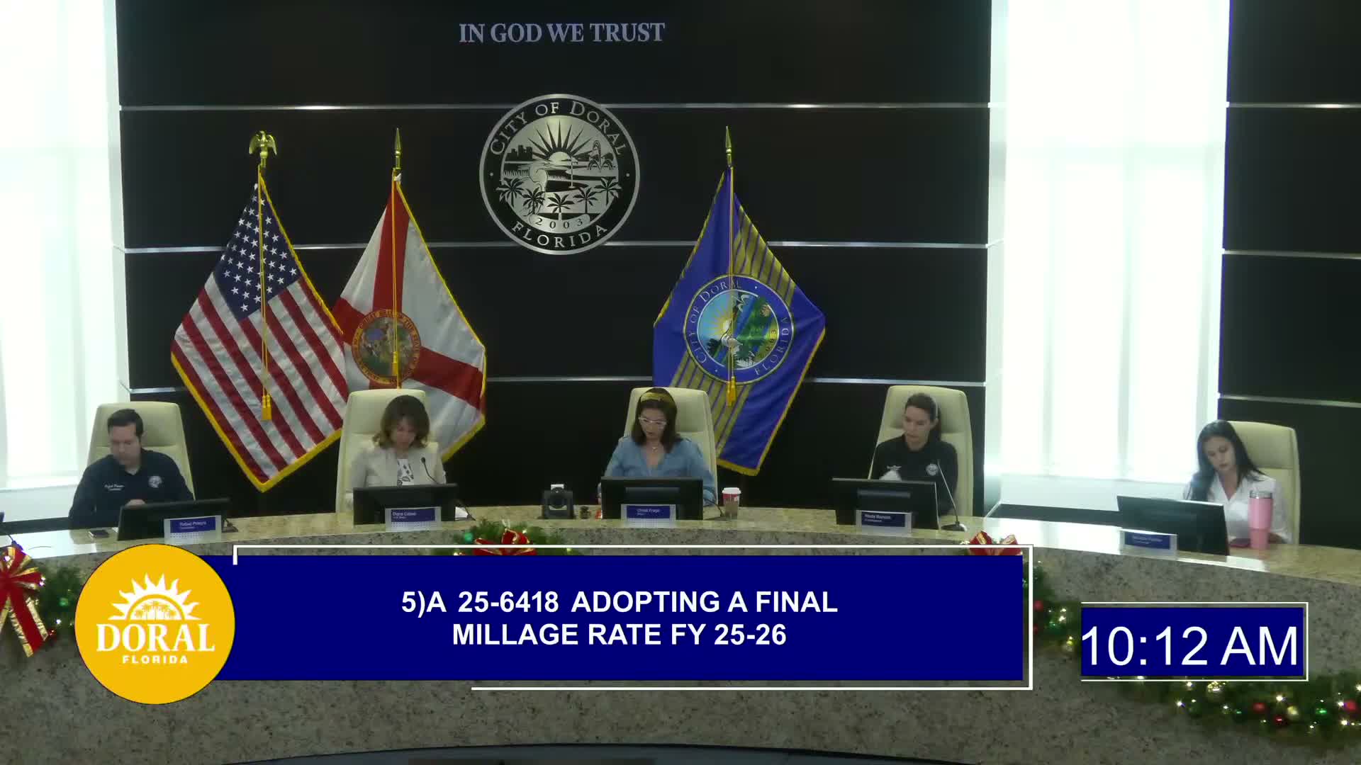 Doral council adopts final budgets and approves first reading of budget ordinance; $528,068 revenue reduction to be covered by contingency cut