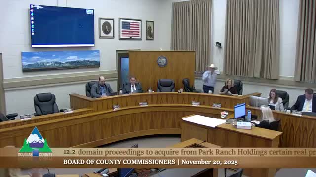 Douglas County approves amended eminent domain resolution to advance Mueller Parkway; Park Ranch objects
