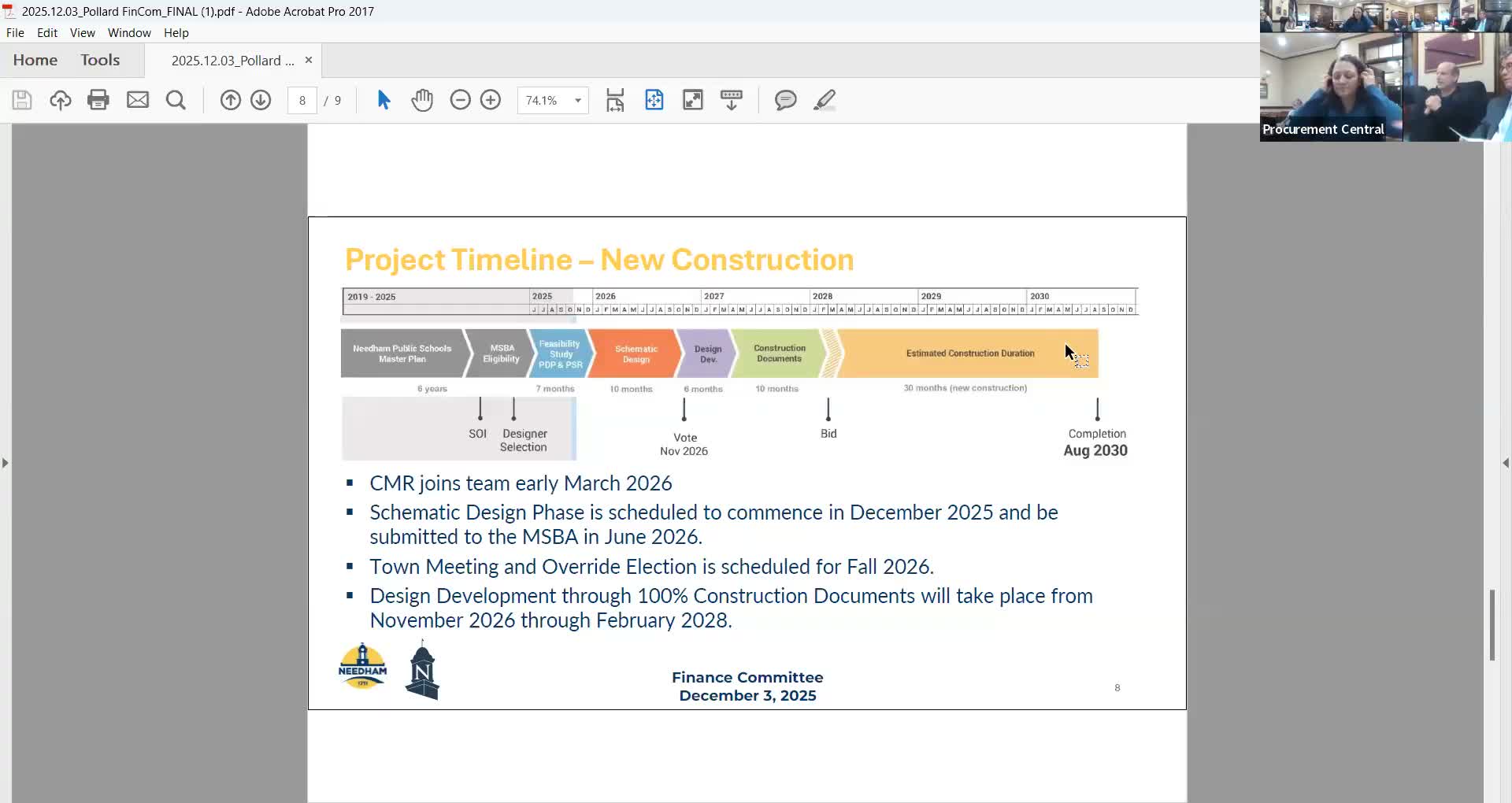 Needham committee hears MSBA reimbursement math, green 'gimme' points and fundraising options for non‑reimbursable features