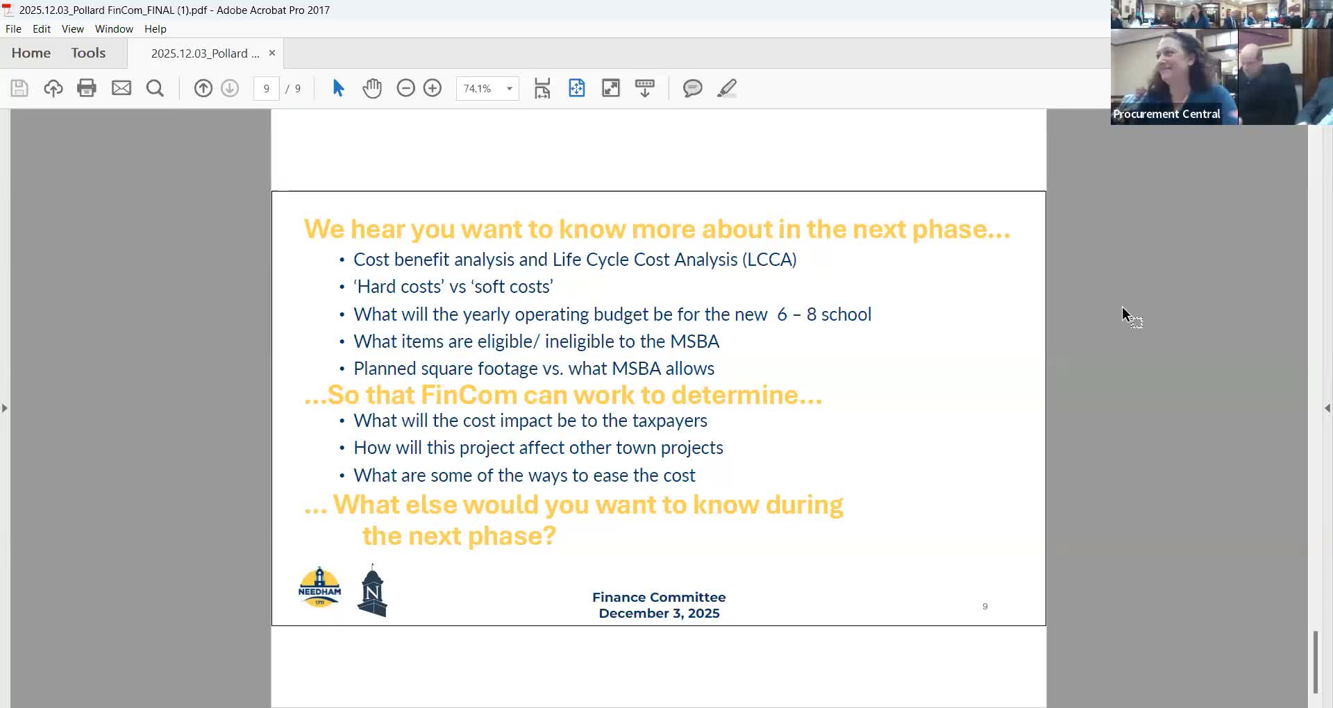 Pollard site borings, geothermal and design tradeoffs highlighted as key unknowns for Needham school project