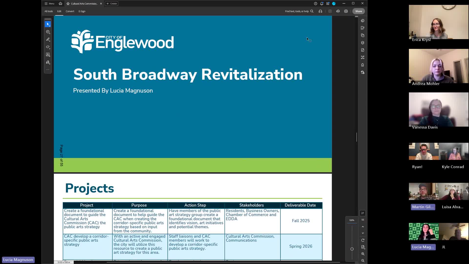 Commission sets vision and 2026 study sessions for South Broadway public-art strategy