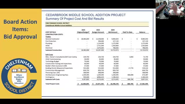 Board weighs $6.8M Glenside addition and Cedar Brook bid timing amid falling kindergarten enrollments