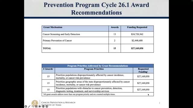 CPRIT approves 15 prevention grants totaling about $27.0 million, including new YWCA San Antonio award