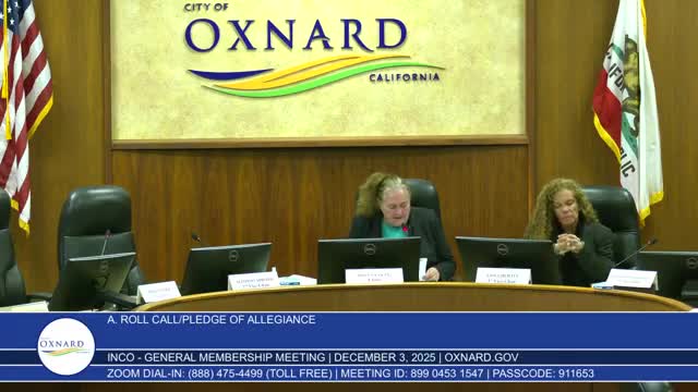 INCO establishes quorum, approves Nov. 5 minutes and hears public comment