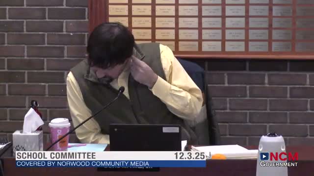 Norwood food-service reports rising meal counts and CEP participation; proposed dishwasher, vehicle and equipment purchases discussed