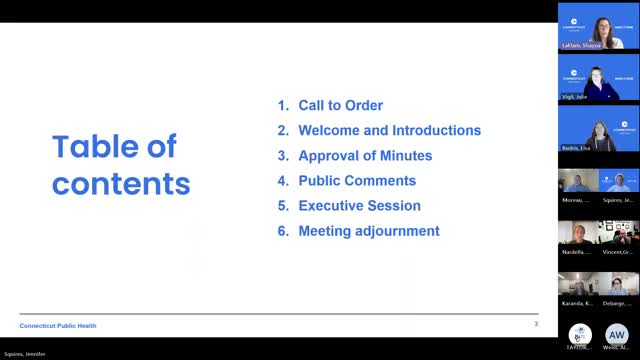 Infant Mortality Review Committee convenes, moves into closed executive session