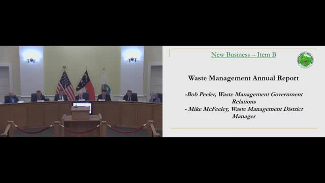 Waste Management presents Great Oak Landfill report; commissioners probe convenience-site and tire costs
