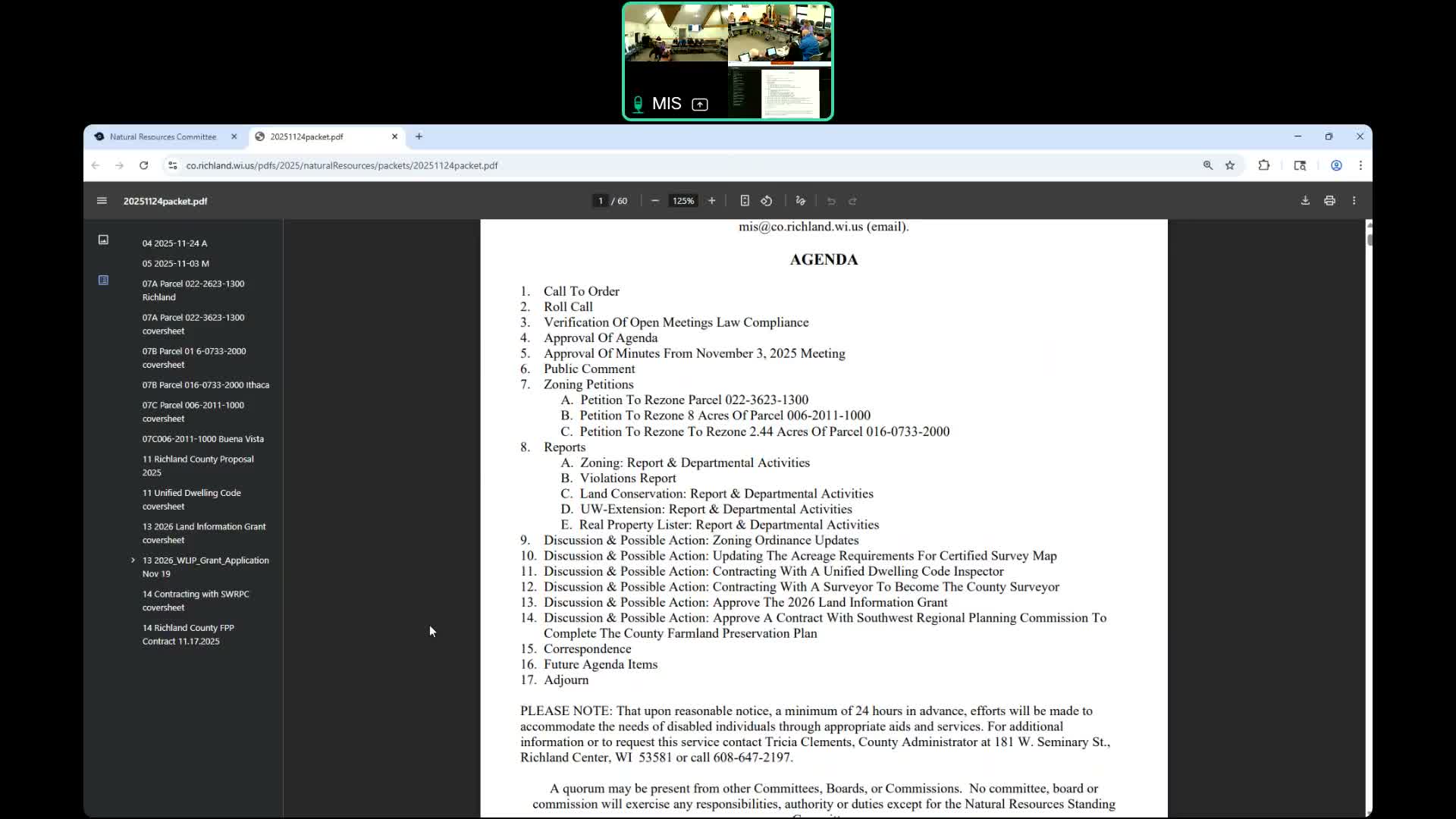 Committee approves pursuit of state grant to update farmland preservation plan; GIS mapping fixes and Esri licensing also discussed