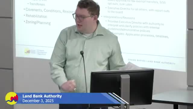 Land bank adopts disposition policy and 5/50 tax-waiver policy after extended debate on guardrails