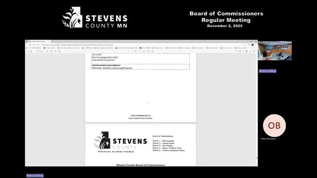 Stevens County outlines 2026 budget; preliminary levy set at 4.95% with appropriations adjustments