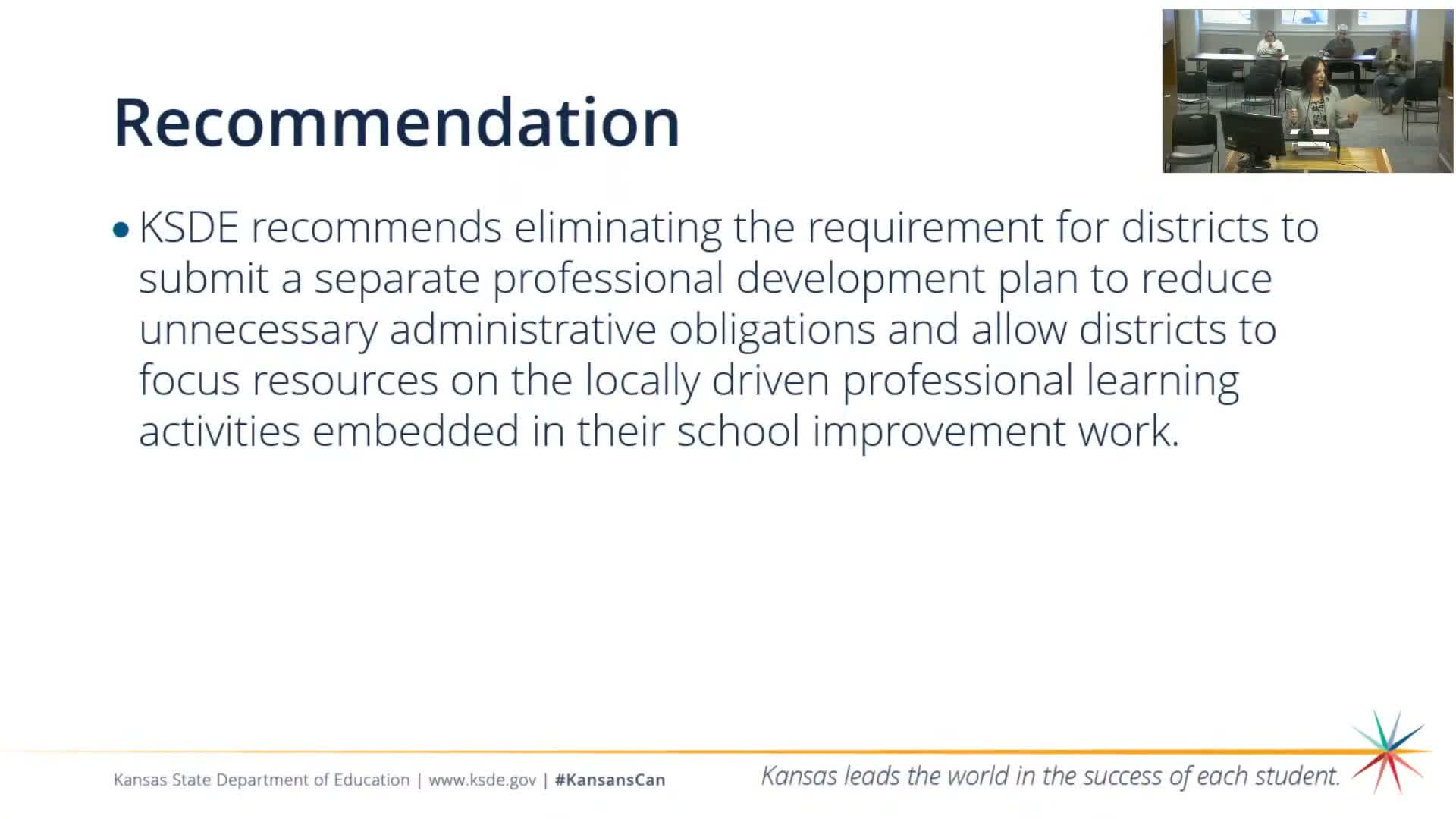 KSDE pushes deeper school improvement: aligned "four fundamentals" and statewide school improvement days