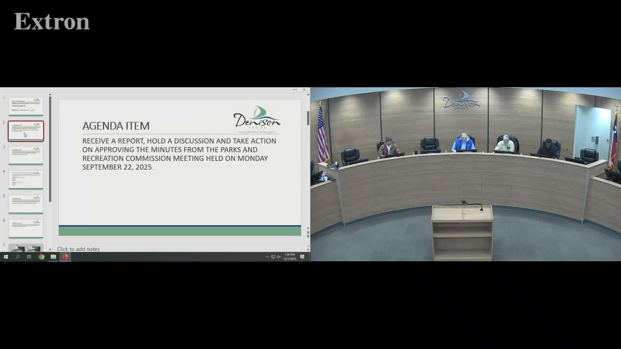 Parks and Recreation Commission approves minutes, sets 2026 meeting dates and retains leadership