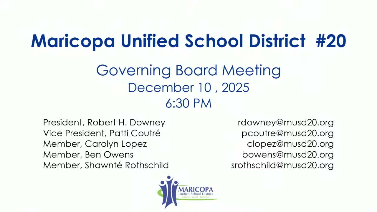 Maricopa Unified board approves December revision to FY2026 budget after public hearing