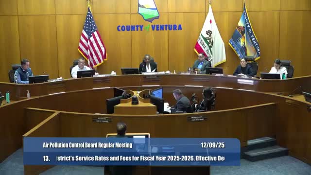 Ventura County APCD adopts FY2025'26 service rates and fees, applying 2.7% CPI adjustment