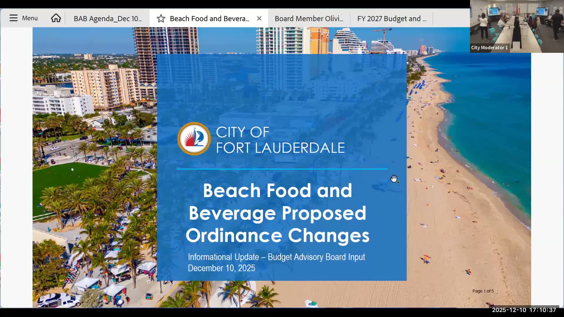 Fort Lauderdale budget board backs beach food-and-beverage ordinance changes, urges administrative renewal process