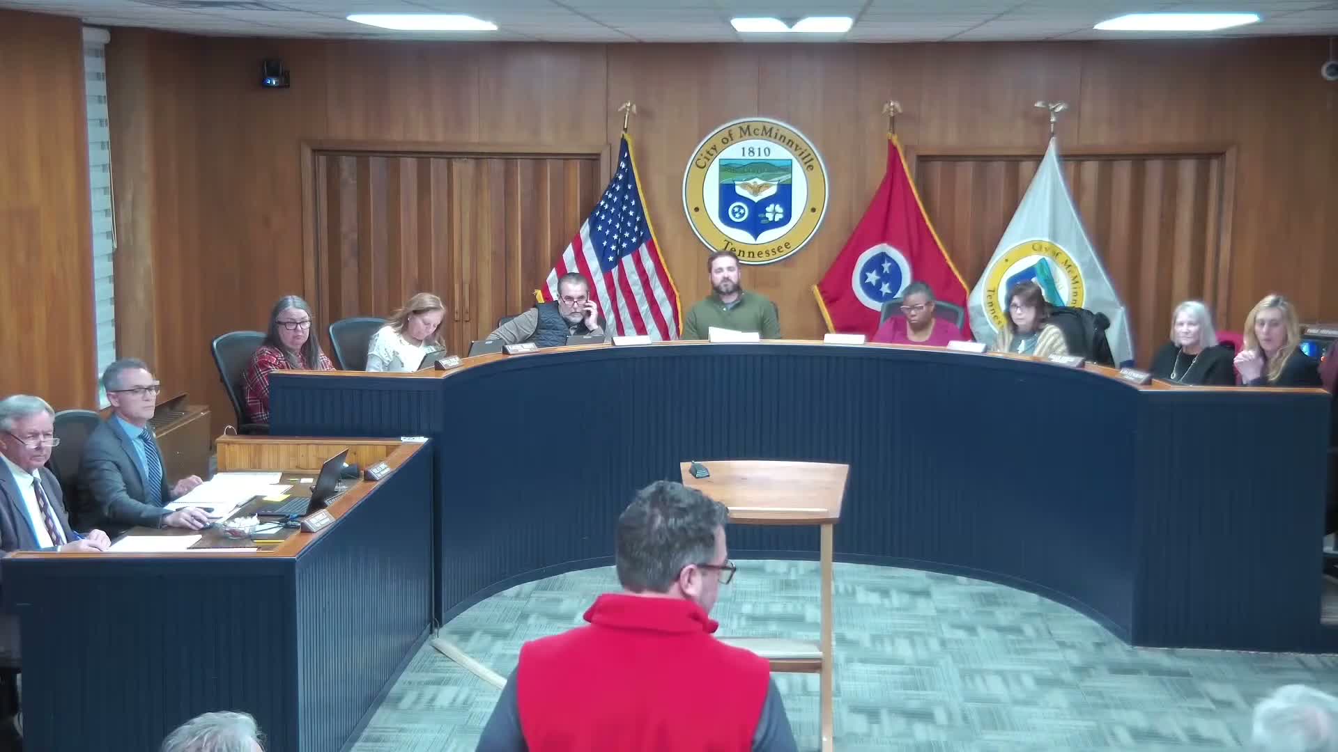 McMinnville City Board waives Park Theater fees for nonprofit screening, approves park‑naming resolution and advances budget amendment on first reading