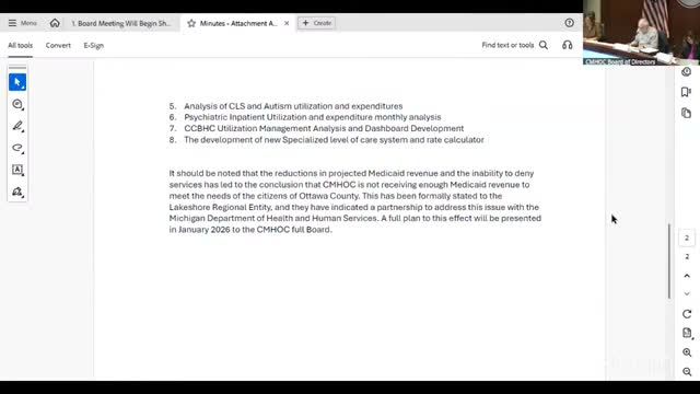 Ottawa County CMH board approves consent agenda including renewed and new service contracts