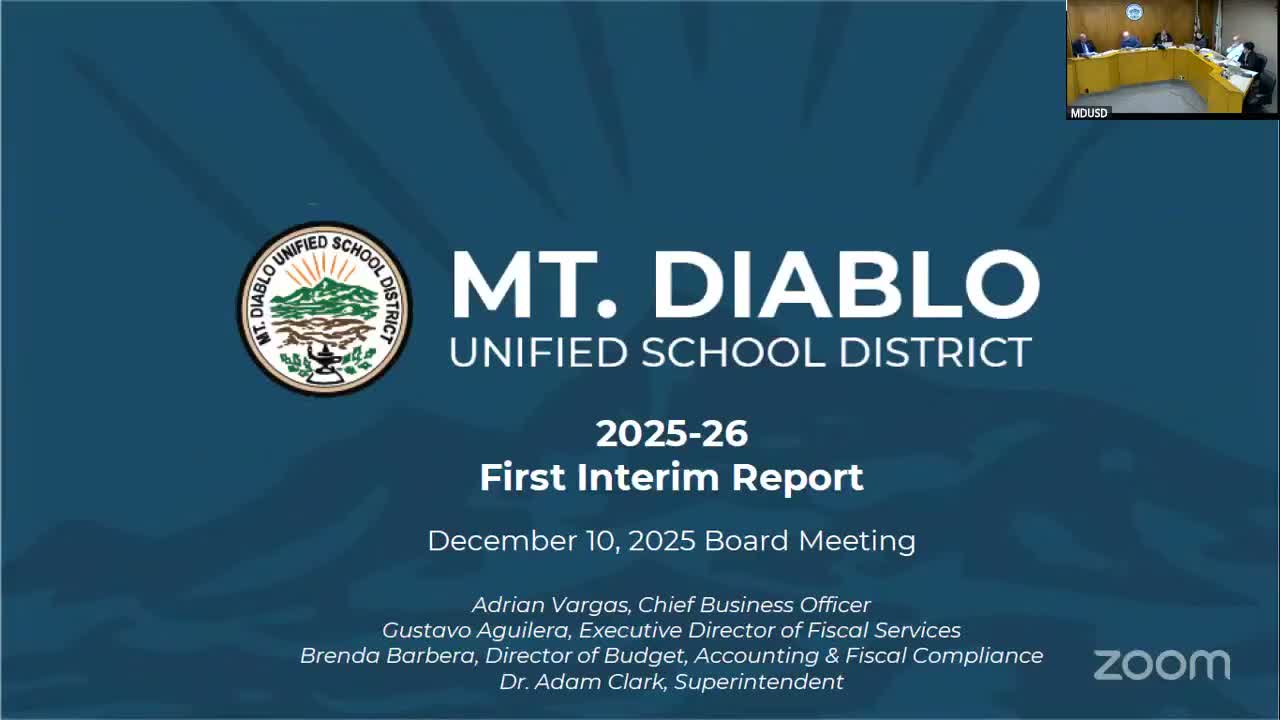 Mount Diablo Unified projects $56 million in combined deficit spending over three years; board certifies first interim as positive