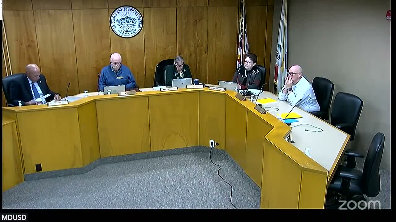 Mount Diablo Unified board adjourns to closed session to address negotiations, personnel, litigation and a student expulsion