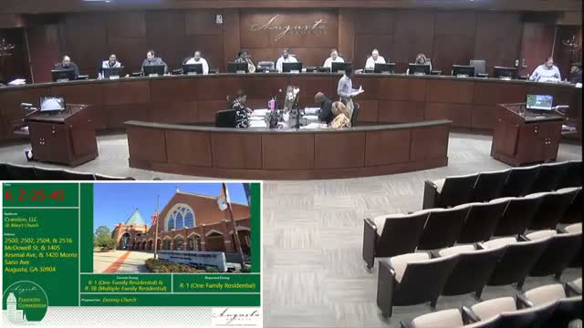 Commission recommends approval to consolidate Saint Mary’s Church parcels, with historic‑preservation conditions