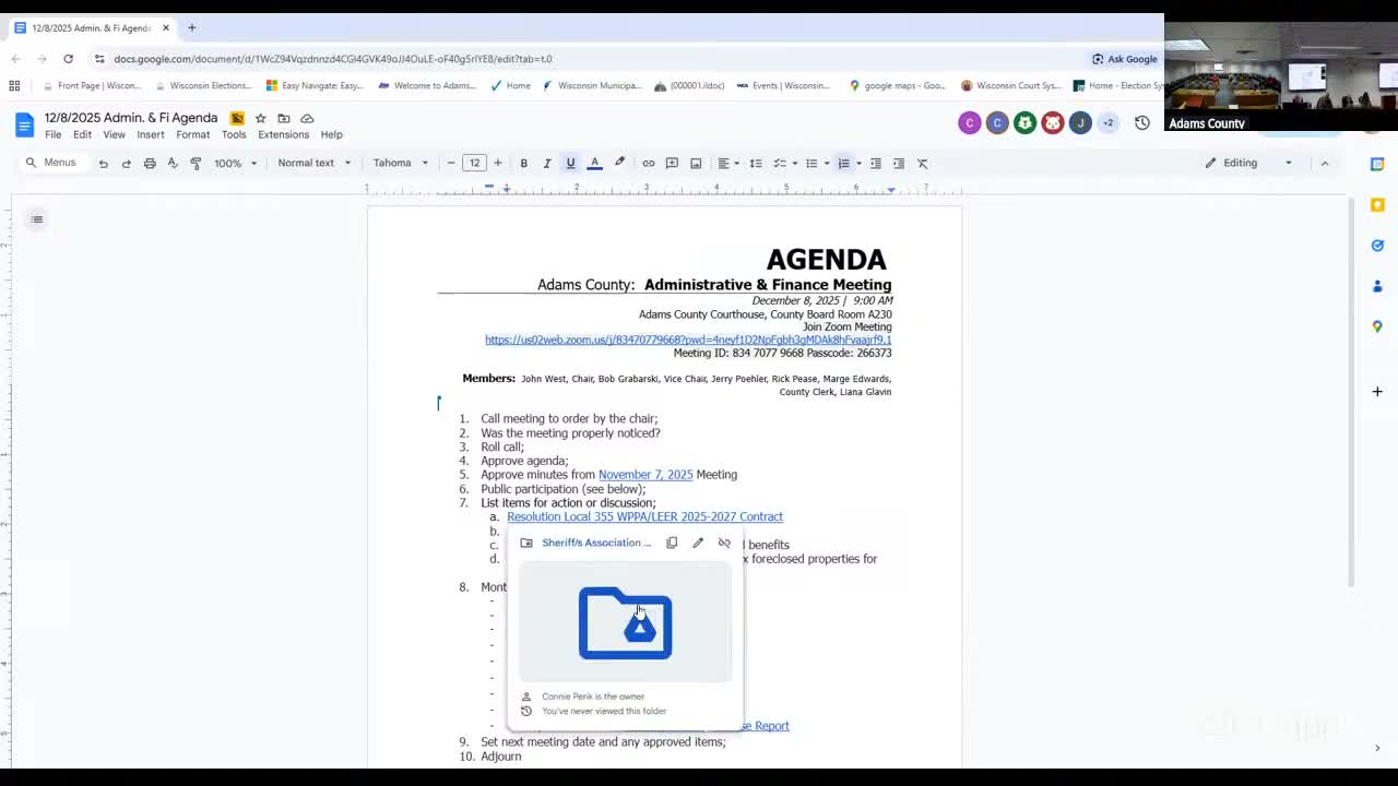 Adams County committee forwards ratified union contract; pay retroactive to Jan. 1, 2025