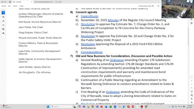 Norwalk council approves amended subdivision standards with three-year cost-sharing phase-in