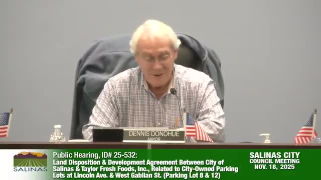 Council advances downtown land-disposition agreement with Taylor Fresh Foods; parking, inclusionary housing flagged