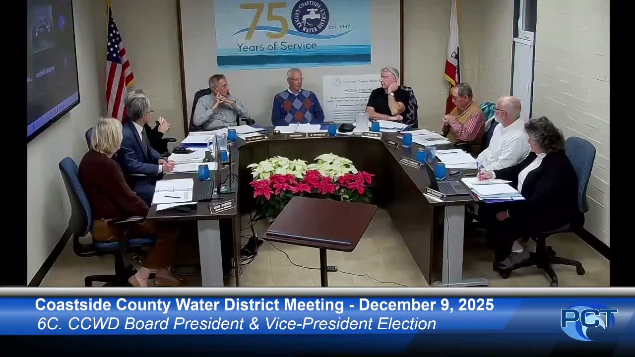 Half Moon Bay board elects officers for 2026 and highlights unanimous regional water‑supply amendment