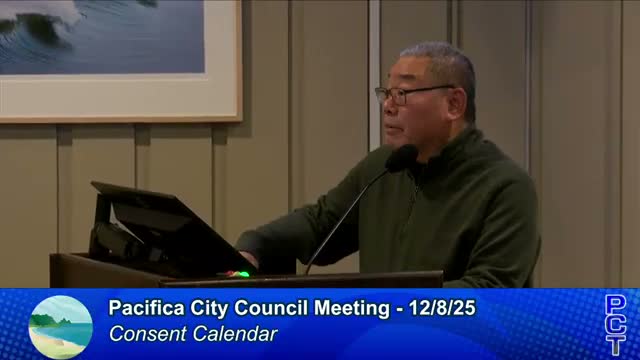 Pacifica council approves consent calendar; public raises transparency questions about PTMD contract and council awards playground improvement contracts