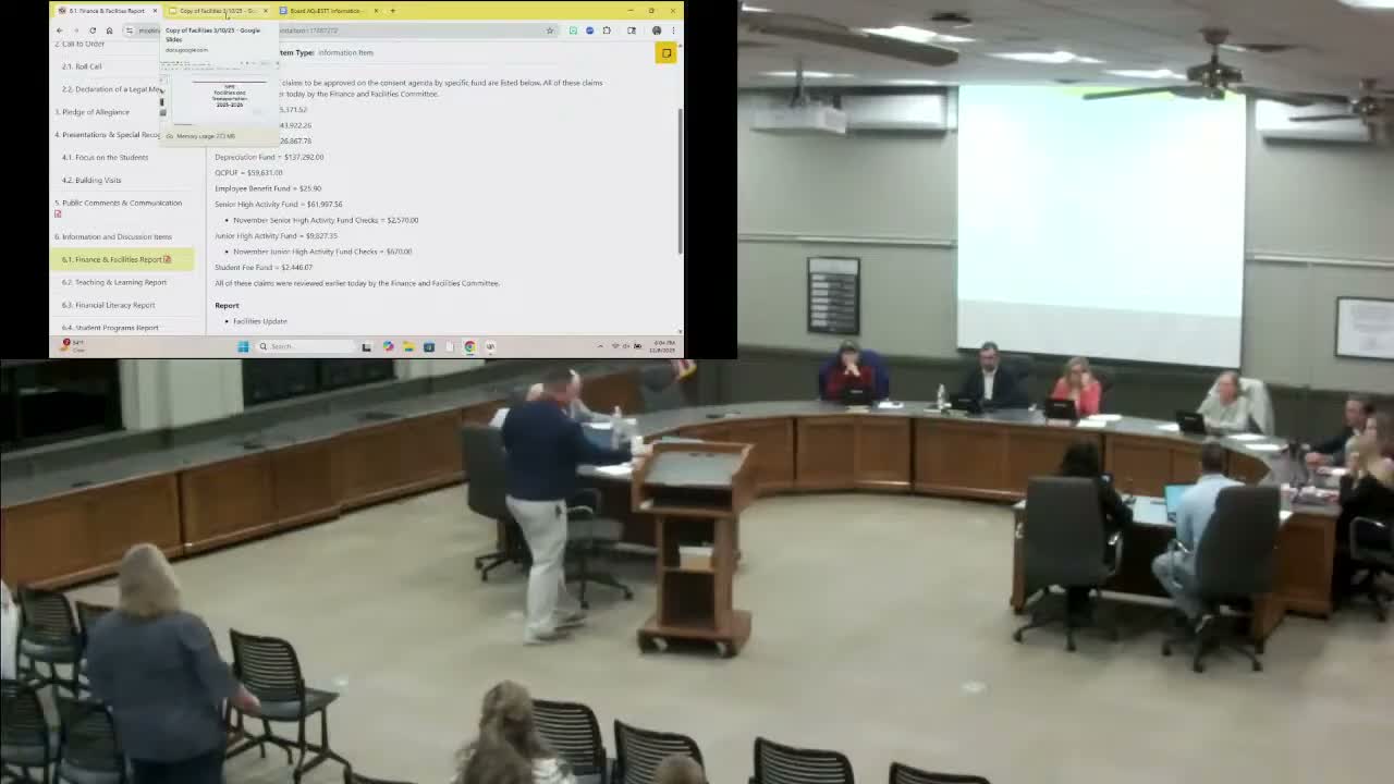 Board hears facilities updates, transportation concerns and authorizes upcoming RFPs