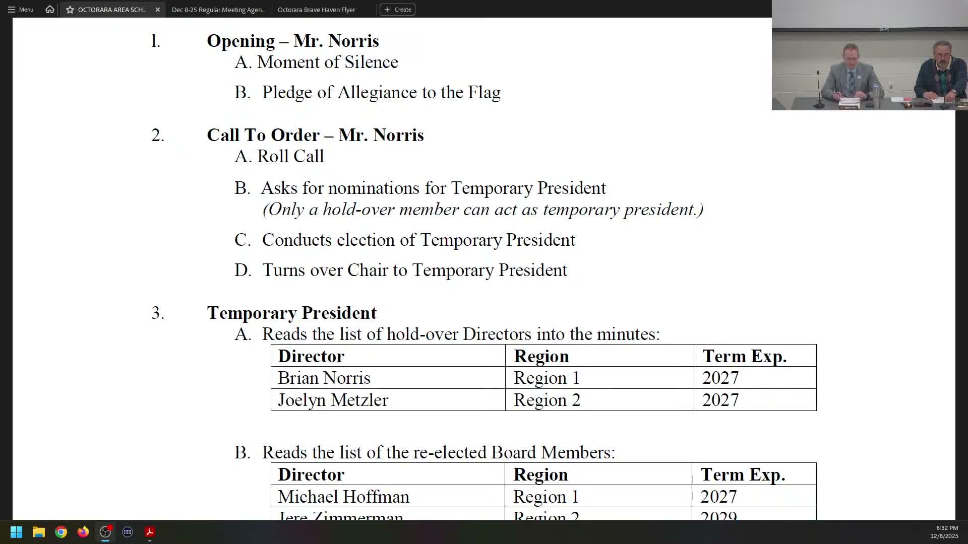 Octorara board completes reorganization, elects officers and assigns committees