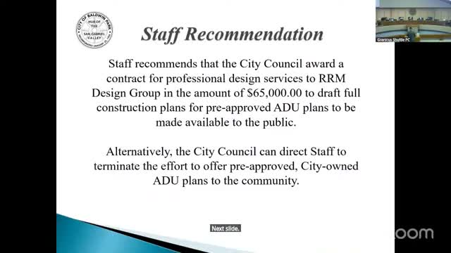 Baldwin Park approves $65,000 contract for preapproved ADU plans to speed home additions