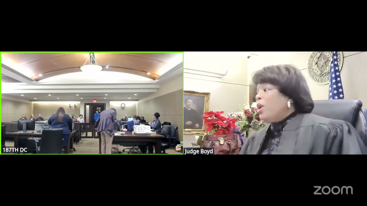 187th District Court opens morning docket, reminds attendees of procedures and schedules jury trial