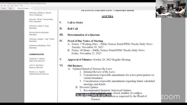 PDSC staff outline quarterly reporting, Private Attorney Panel updates and introduce new CFO