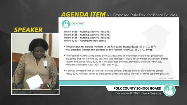 Board briefed on multiple policy updates to align district rules with federal guidance