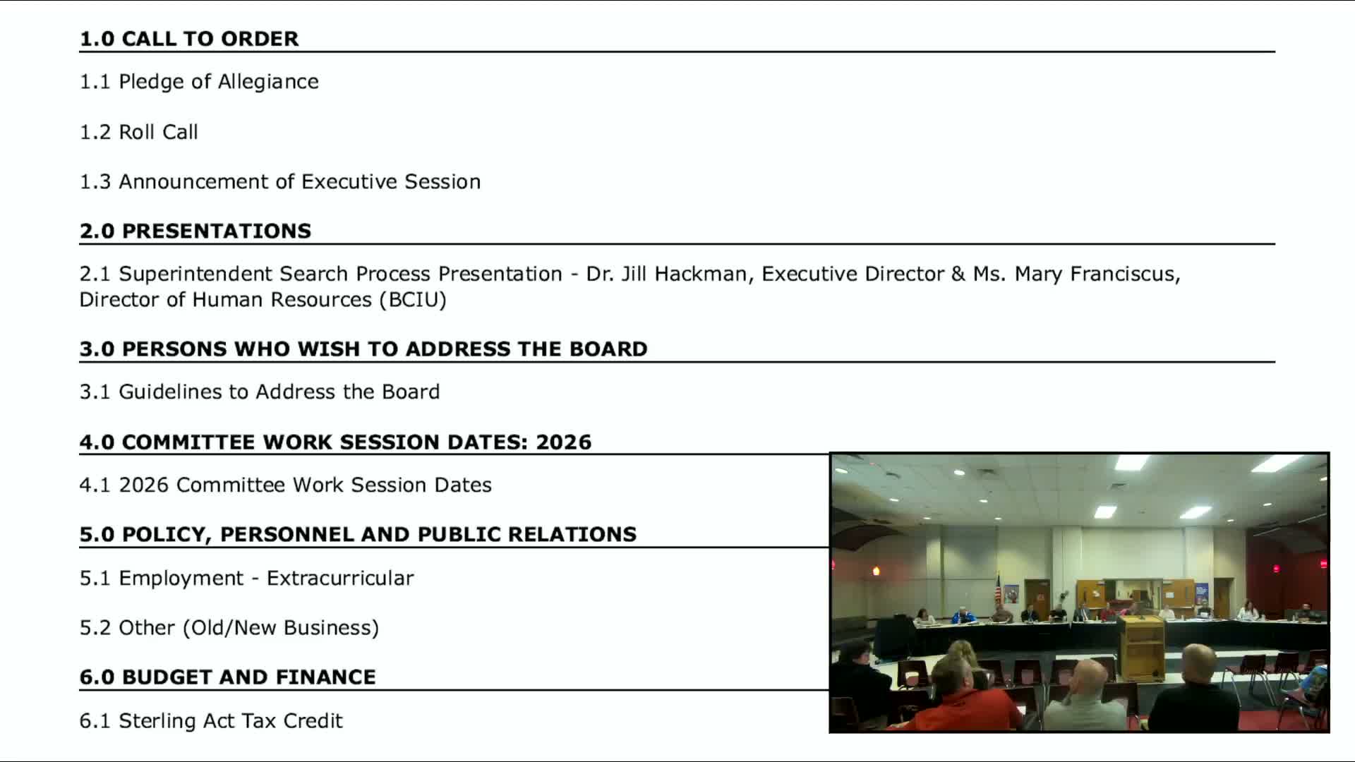 At a glance: committee dates, extracurricular appointment and Sterling Act certification approved