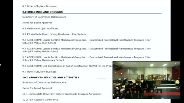 Paraprofessional calls for staffing and pay review; board approves food‑service role and a slate of personnel and facility items