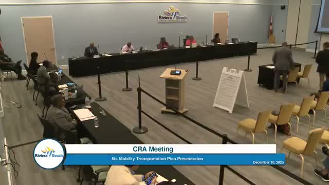 Riviera Beach CRA approves corridor mobility plan to begin nine‑month study