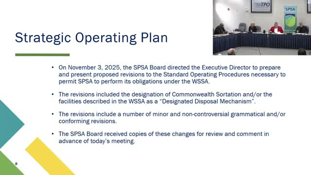 SPSA adopts Strategic Operating Plan changes and finalizes AWD designation with Commonwealth Sortation