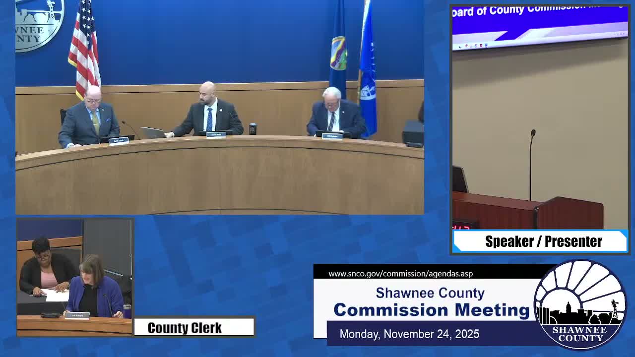 Shawnee County approves dozens of contracts, licenses and bond resolutions; sets CID hearing