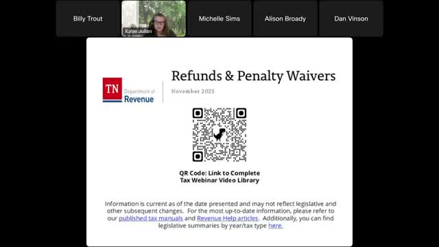 Tennessee Department of Revenue explains penalty waivers: interest can’t be waived, online petitions preferred