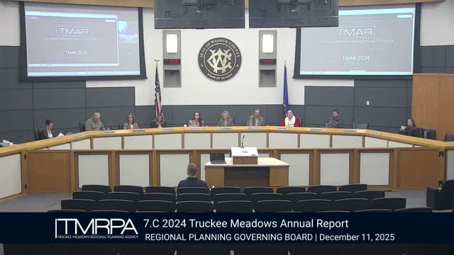 Regional planning staff present annual report and infrastructure dashboard; board accepts updates and directs budget work