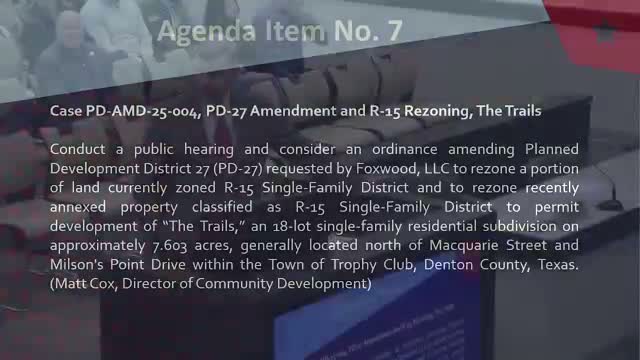 Council approves PD 27 amendment to allow The Trails subdivision with 18 lots