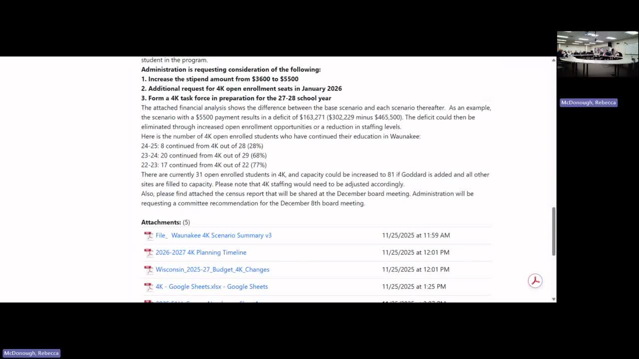 Waunakee committee approves 4K task force and $5,000 stipend offer, leaves $5,500 increase conditional