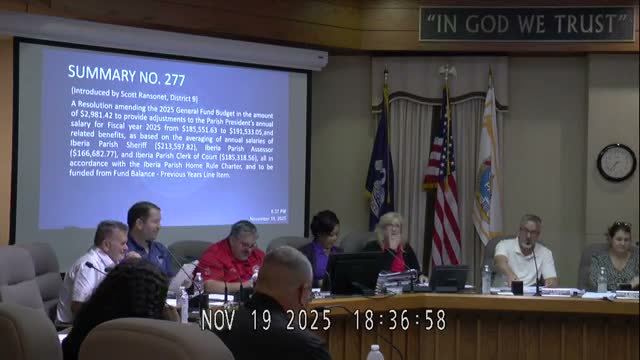 Iberia Parish Council approves salary changes, amends president pay