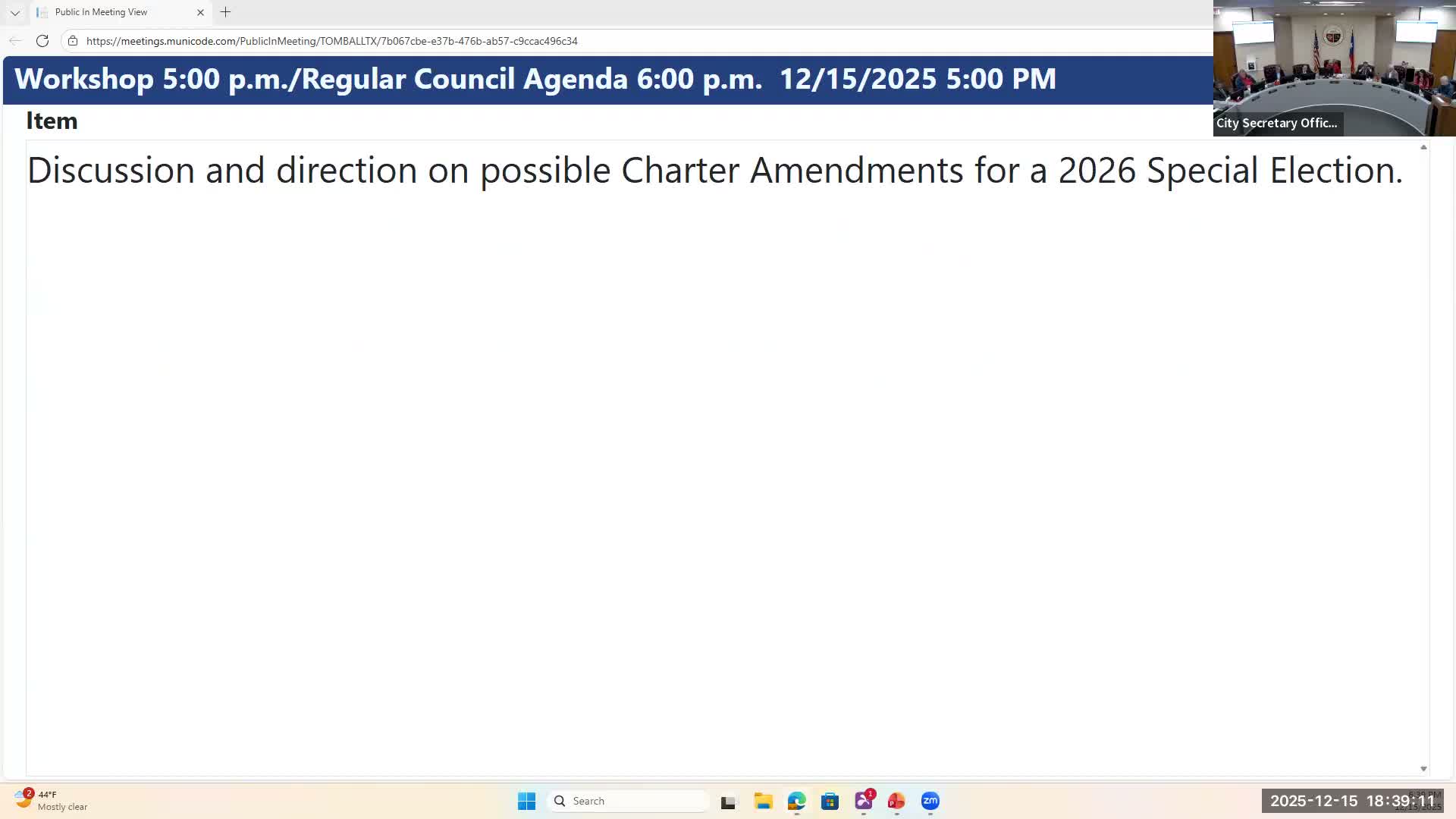 Council asks staff to draft charter amendments for May ballot, including possible quorum change