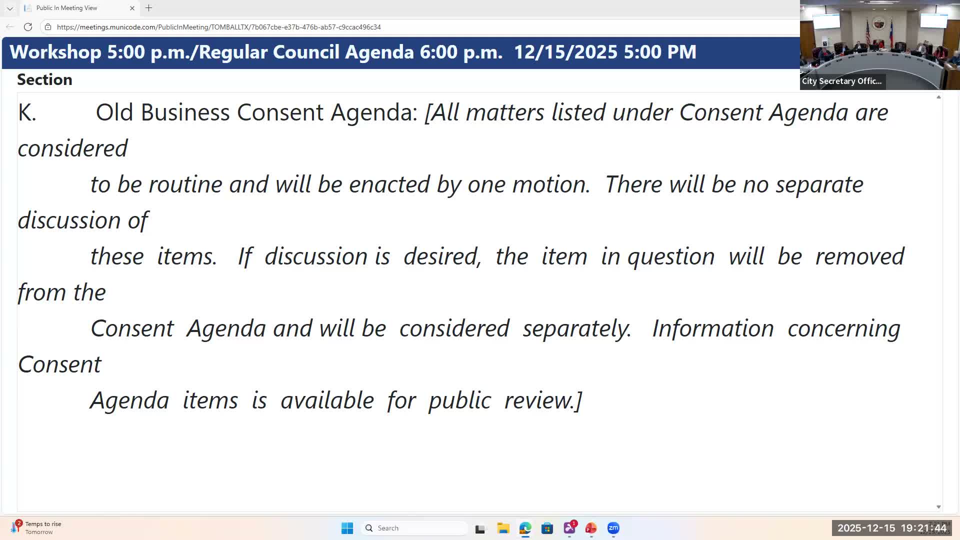 Council approves consent items, vehicle replacement and legal-services authorization; several items tabled for legal review